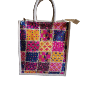 PB55 -Kalamkari design Jute bag 14*12*6 Inches