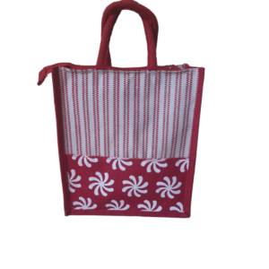PB39 -Canvas Printed Marron Jute Lunch Bag