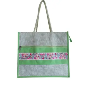 PB67-Printed Shopping Jute Bag (Green)